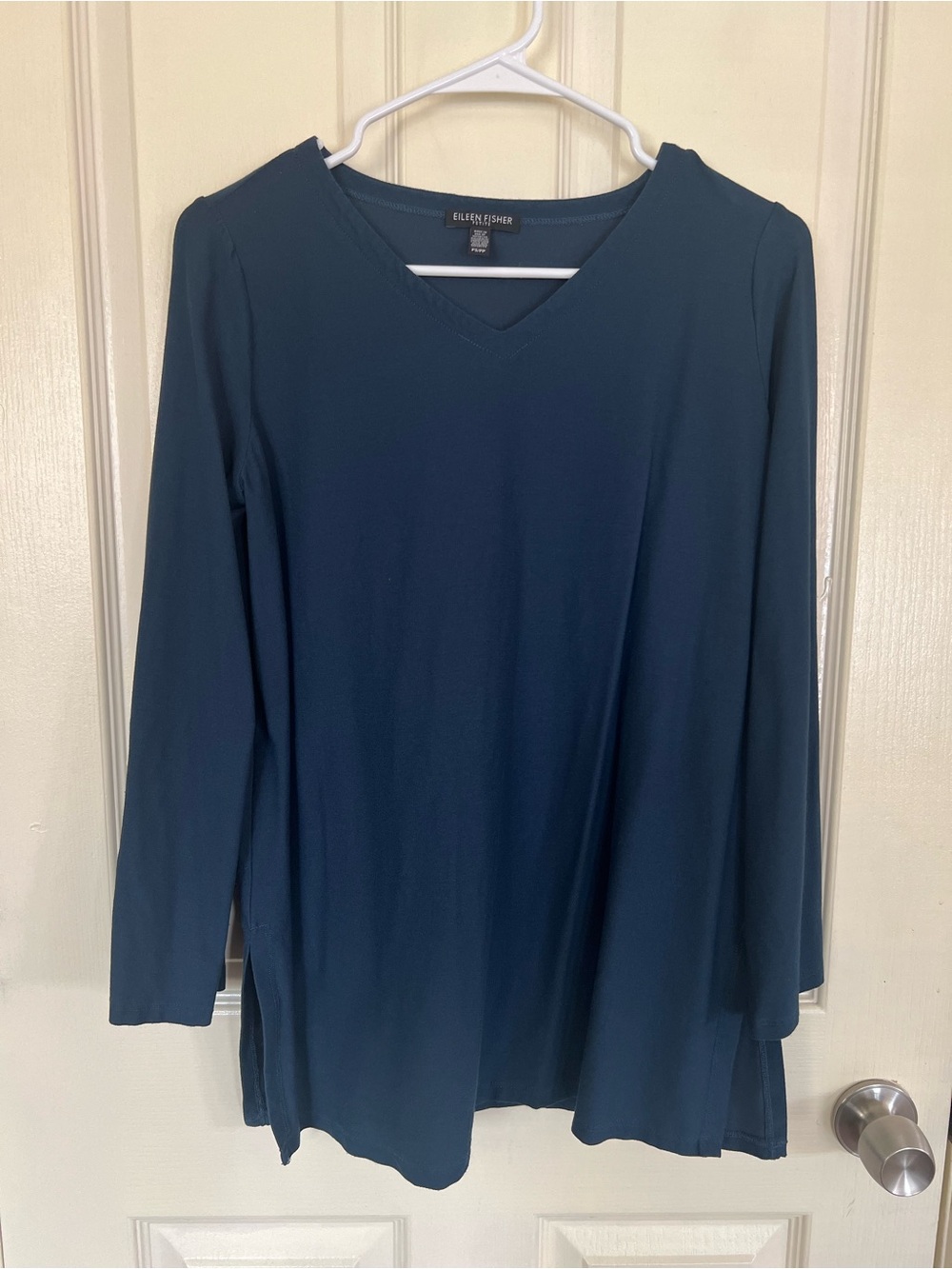 Eileen Fisher Deep Blue V-Neck Long Sleeve Tunic